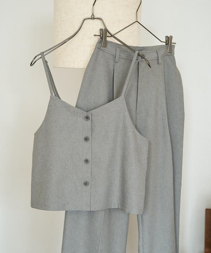 柔軟觸感斜紋吊帶背心套裝（可搭配套裝）