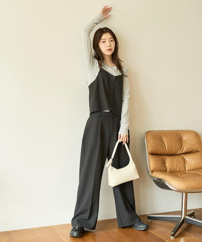 柔軟觸感斜紋吊帶背心套裝（可搭配套裝）