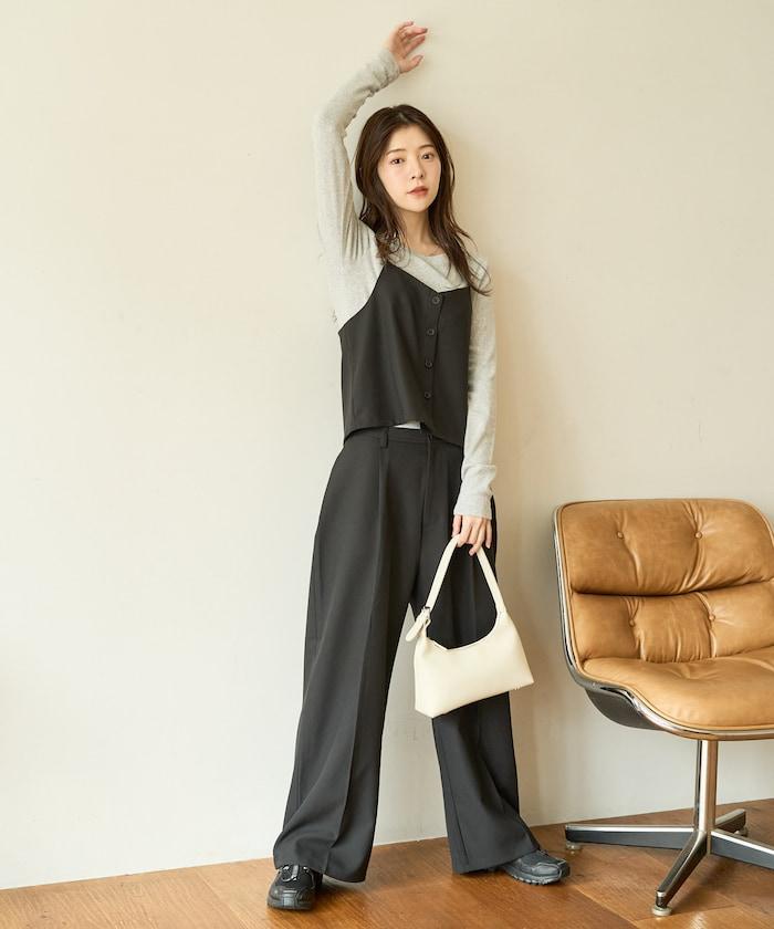 柔軟觸感斜紋吊帶背心套裝（可搭配套裝）