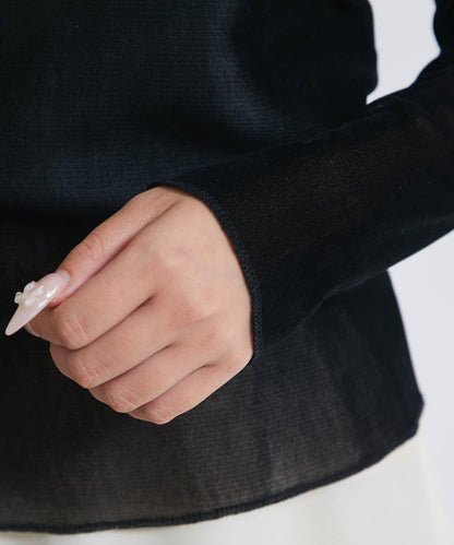 植絨網紗高領打底衫