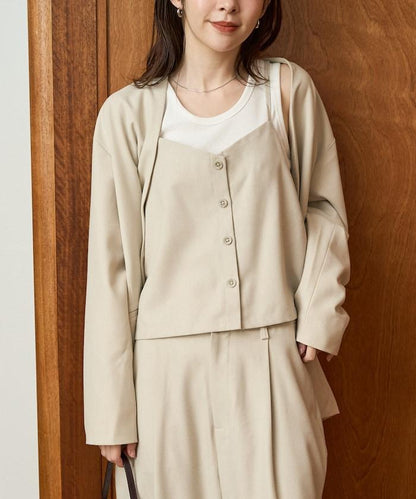 柔軟觸感斜紋吊帶背心套裝（可搭配套裝）