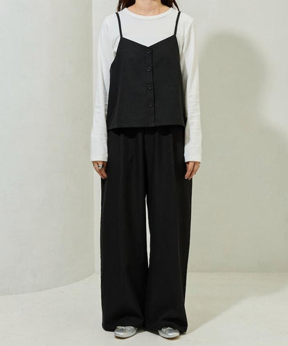 柔軟觸感斜紋吊帶背心套裝（可搭配套裝）