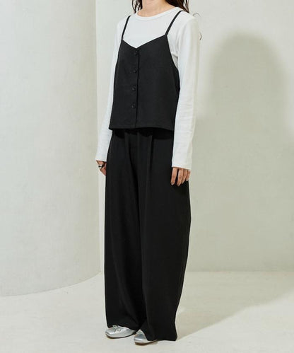 柔軟觸感斜紋吊帶背心套裝（可搭配套裝）