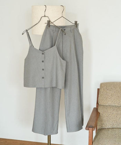 柔軟觸感斜紋吊帶背心套裝（可搭配套裝）