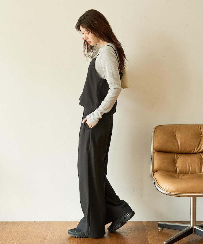 柔軟觸感斜紋吊帶背心套裝（可搭配套裝）