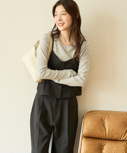 柔軟觸感斜紋吊帶背心套裝（可搭配套裝）