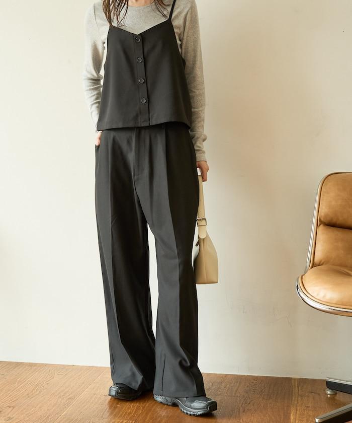 柔軟觸感斜紋吊帶背心套裝（可搭配套裝）