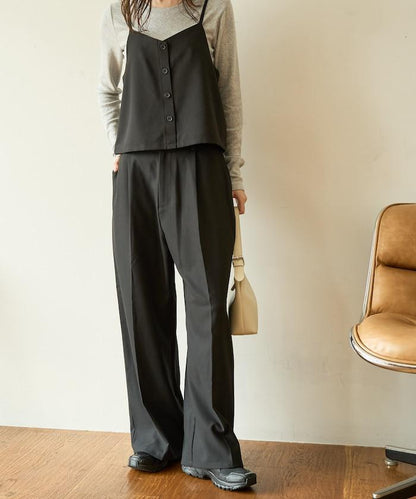 柔軟觸感斜紋吊帶背心套裝（可搭配套裝）