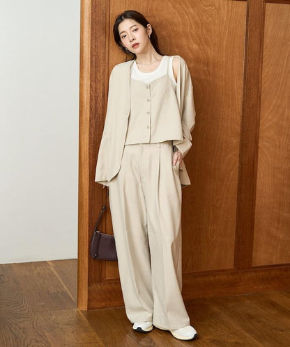 柔軟觸感斜紋吊帶背心套裝（可搭配套裝）