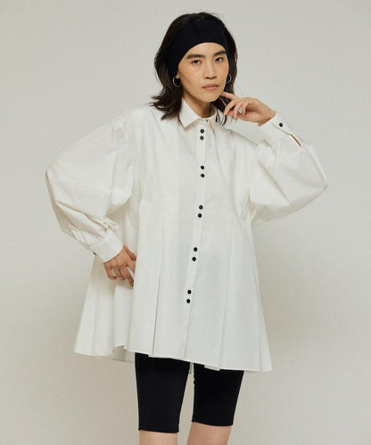 箱褶 蓬袖 長袖襯衫