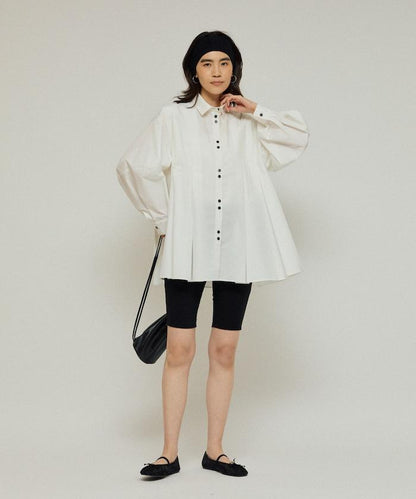 箱褶 蓬袖 長袖襯衫