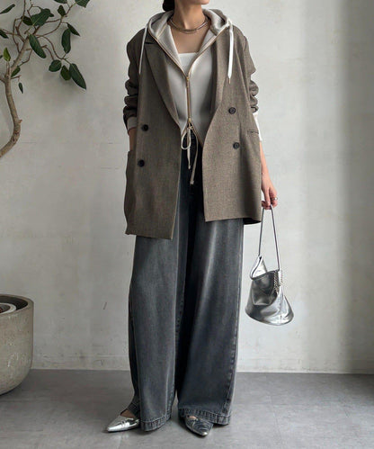 梅子色拉鍊連帽衛衣