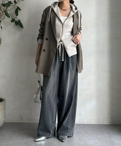 梅子色拉鍊連帽衛衣