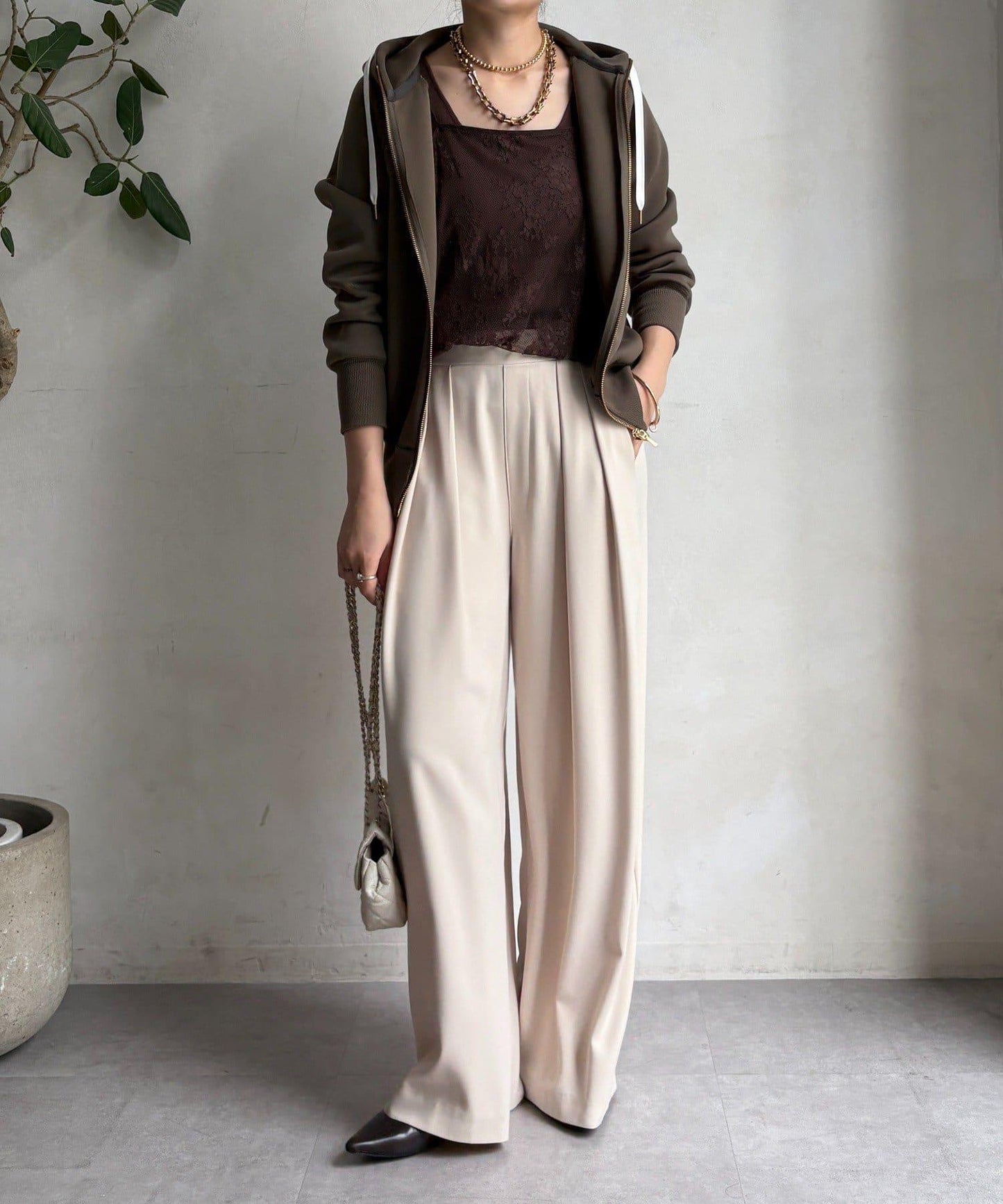 梅子色拉鍊連帽衛衣