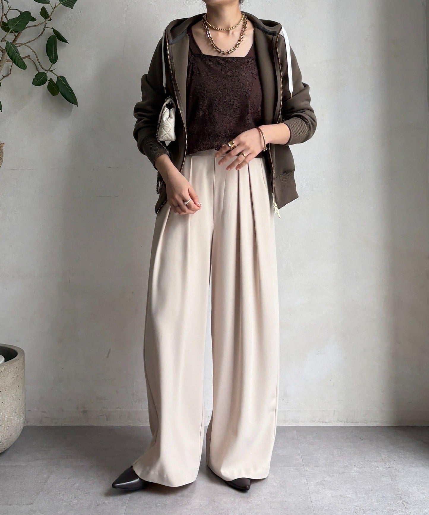 梅子色拉鍊連帽衛衣