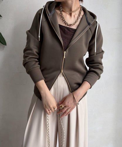 梅子色拉鍊連帽衛衣