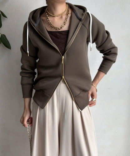 梅子色拉鍊連帽衛衣