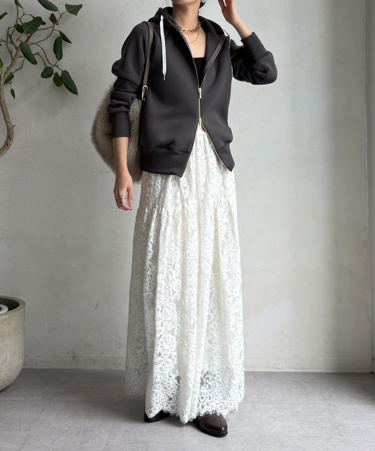 梅子色拉鍊連帽衛衣