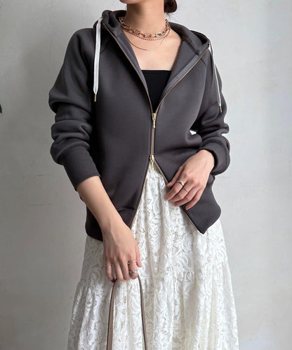 梅子色拉鍊連帽衛衣