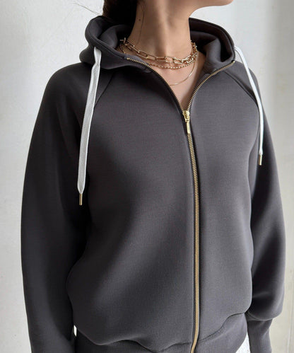 梅子色拉鍊連帽衛衣
