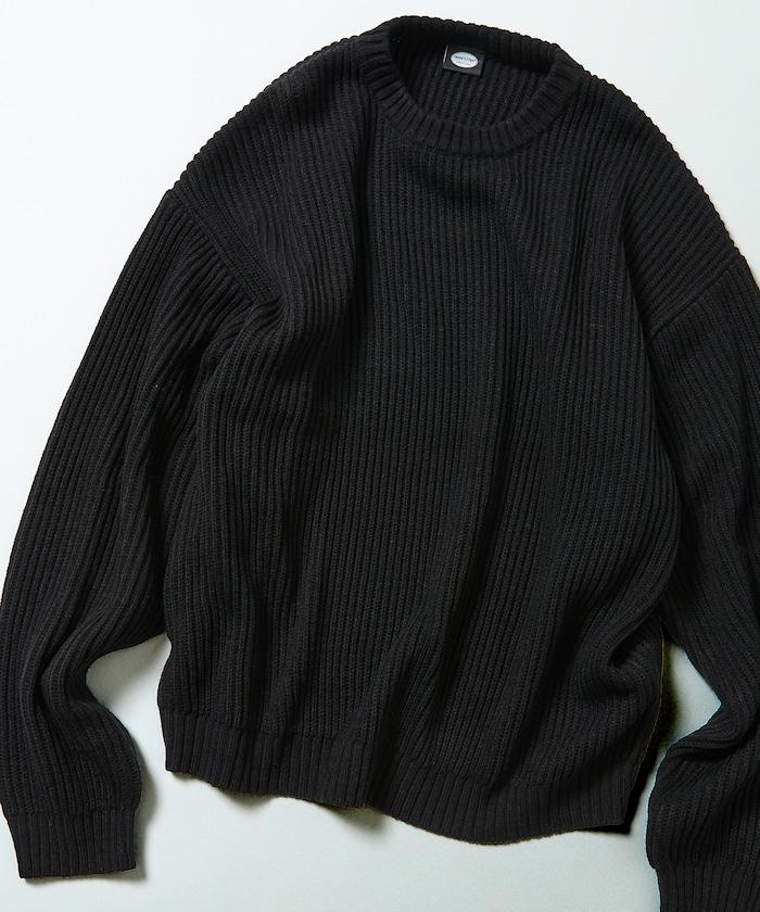 寬鬆 羅紋針織 圓領針織衫