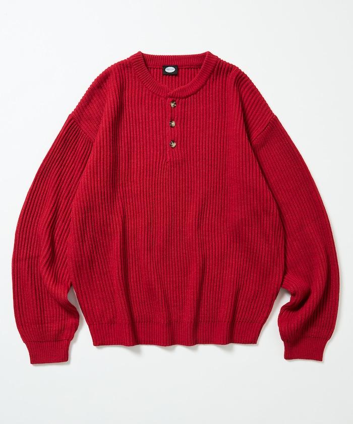 寬鬆 羅紋 亨利領 針織衫