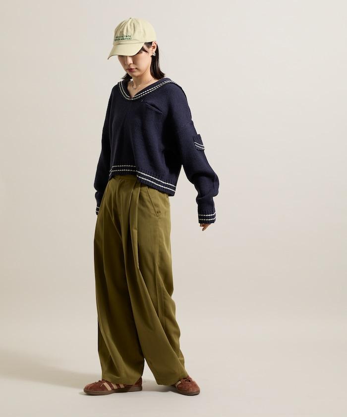 皇冠褲/雙褶桶形褲