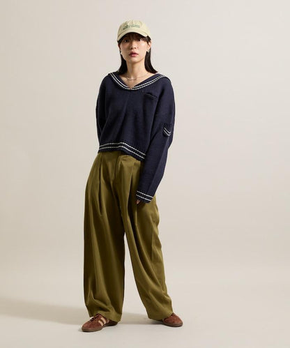 皇冠褲/雙褶桶形褲