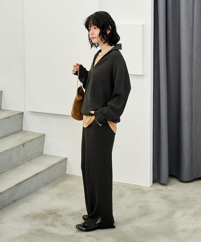 可機洗含絲羅紋針織褲 可搭配套裝