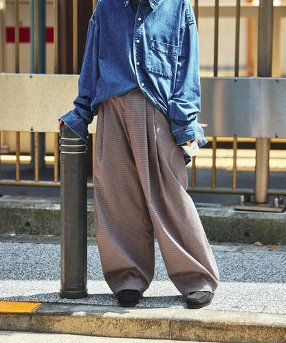 皇冠褲/雙褶桶形褲