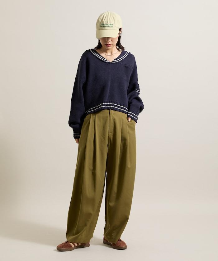 皇冠褲/雙褶桶形褲