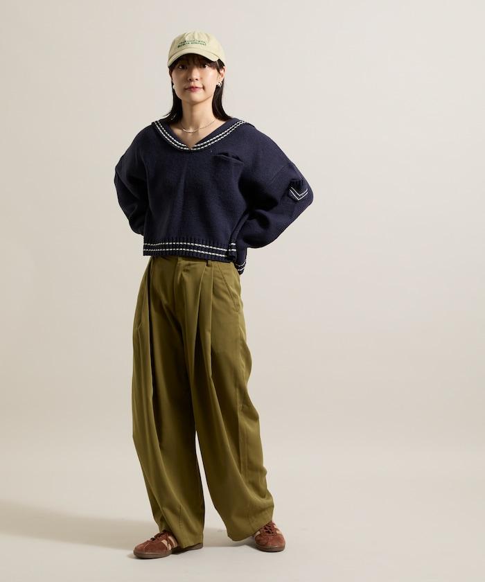 皇冠褲/雙褶桶形褲