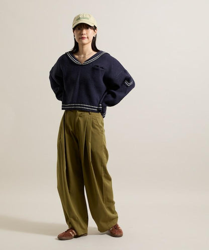 皇冠褲/雙褶桶形褲