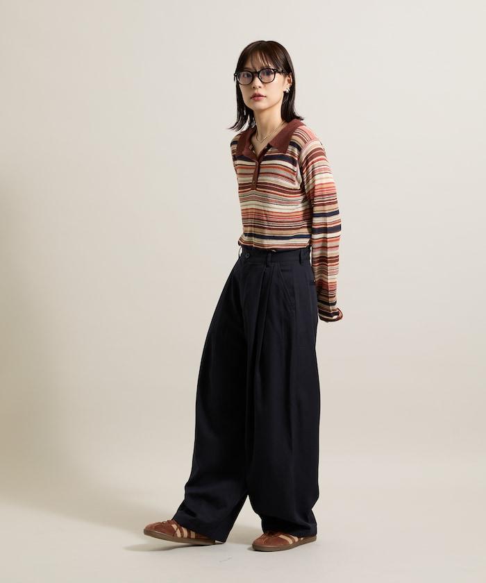 輕薄修身長袖翻領針織衫