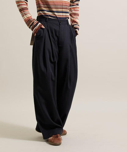 皇冠褲/雙褶桶形褲