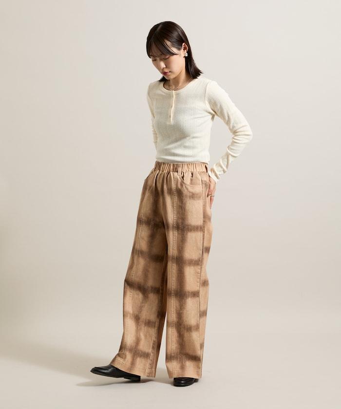 針織羅紋亨利領長袖T恤