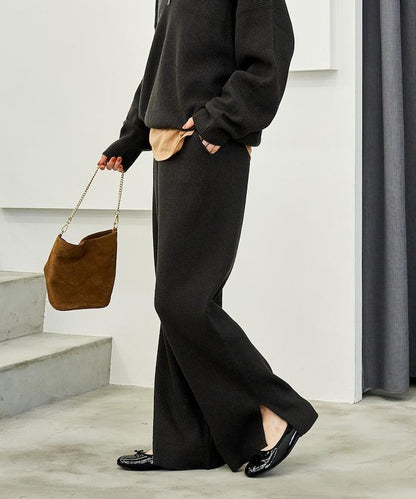 可機洗含絲羅紋針織褲 可搭配套裝