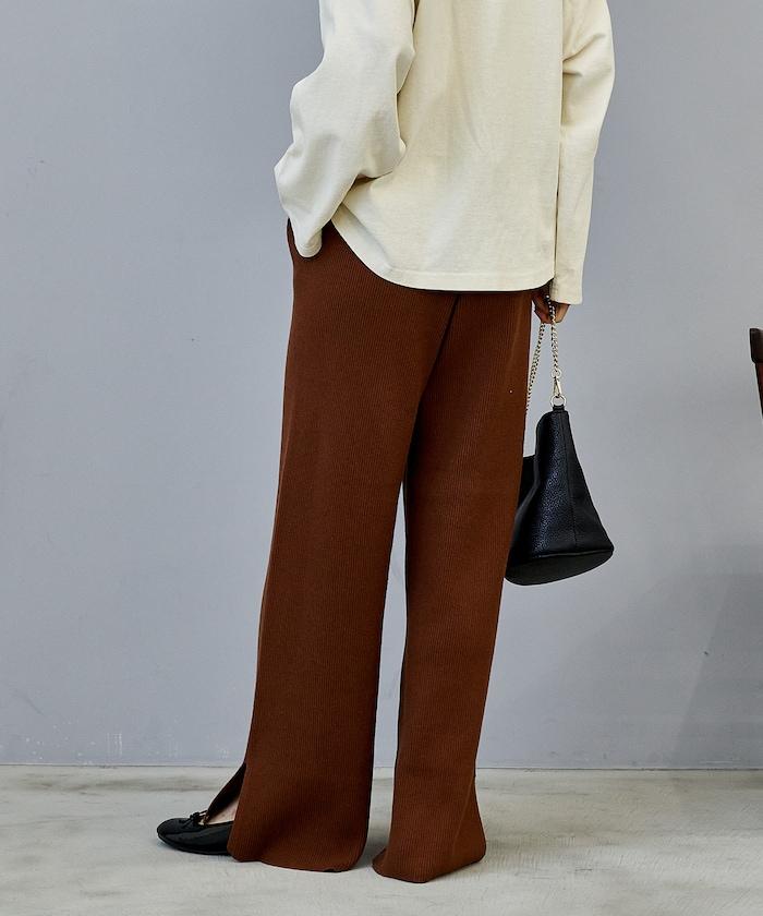 可機洗含絲羅紋針織褲 可搭配套裝