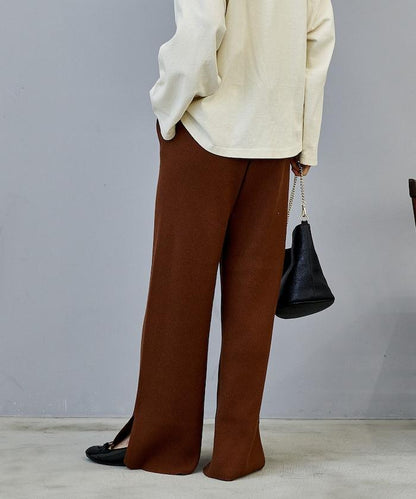 可機洗含絲羅紋針織褲 可搭配套裝