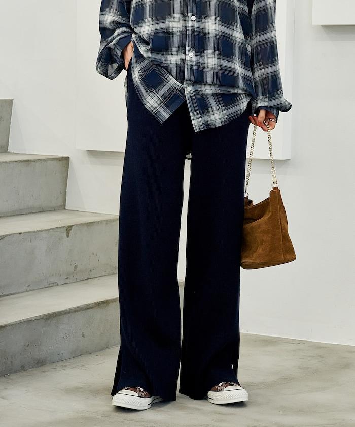 可機洗含絲羅紋針織褲 可搭配套裝