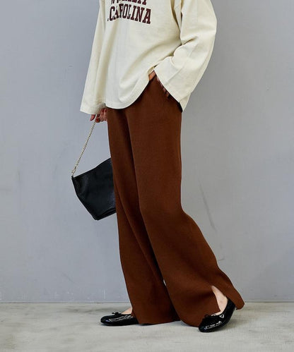 可機洗含絲羅紋針織褲 可搭配套裝