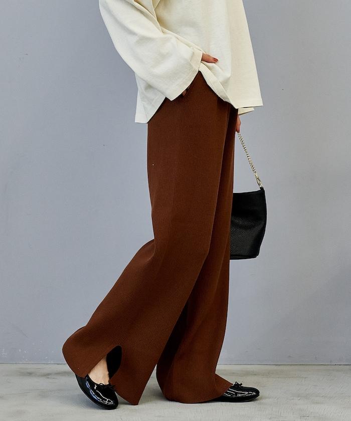 可機洗含絲羅紋針織褲 可搭配套裝