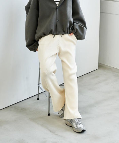 可機洗含絲羅紋針織褲 可搭配套裝