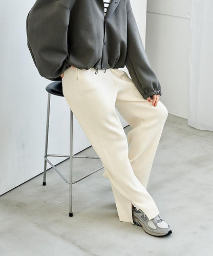 可機洗含絲羅紋針織褲 可搭配套裝