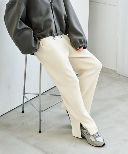 可機洗含絲羅紋針織褲 可搭配套裝