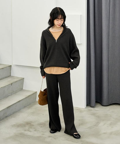 可機洗含絲羅紋針織褲 可搭配套裝