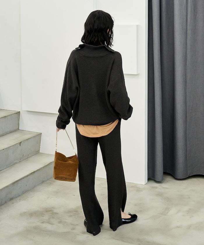 可機洗含絲羅紋針織褲 可搭配套裝