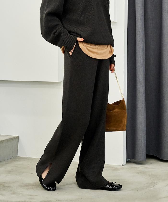 可機洗含絲羅紋針織褲 可搭配套裝