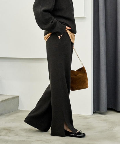 可機洗含絲羅紋針織褲 可搭配套裝