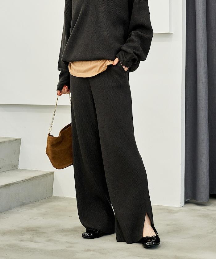 可機洗含絲羅紋針織褲 可搭配套裝